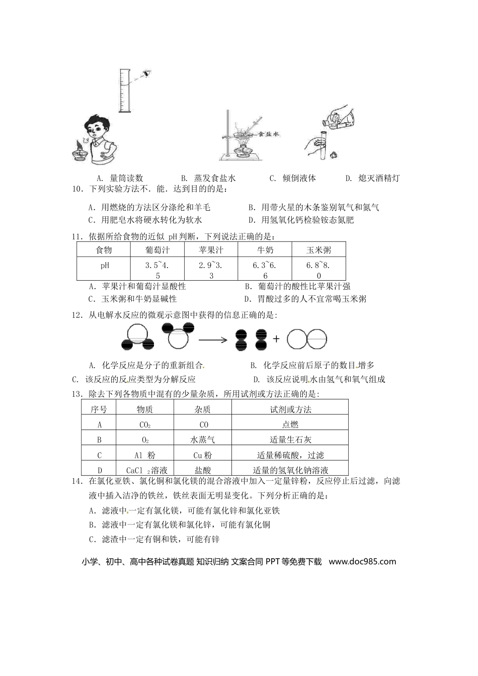 【中考历年真题】海南省2016年中考化学真题试题（含答案）.doc
