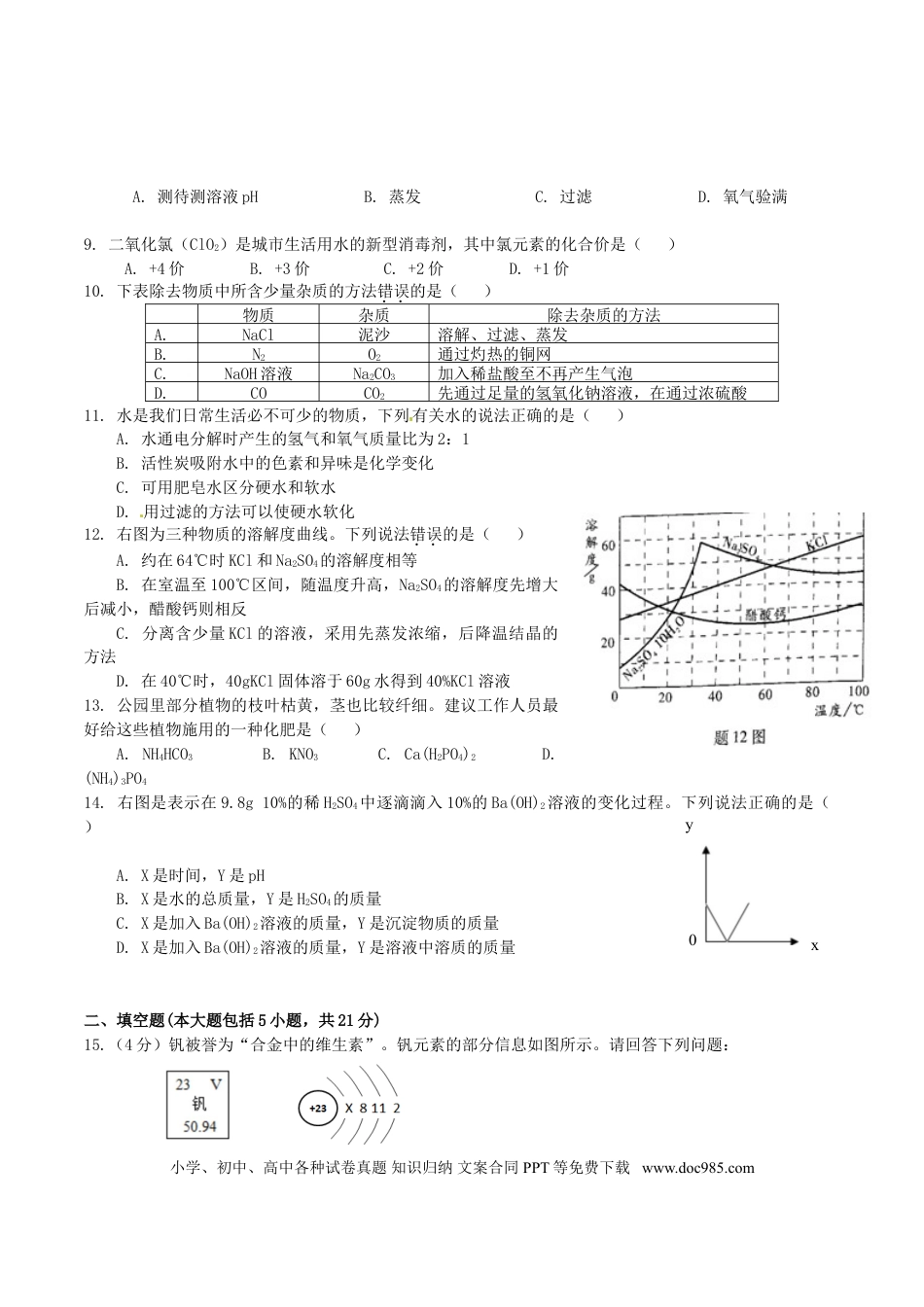 【中考历年真题】广东省2016年中考化学真题试题（含答案）.doc