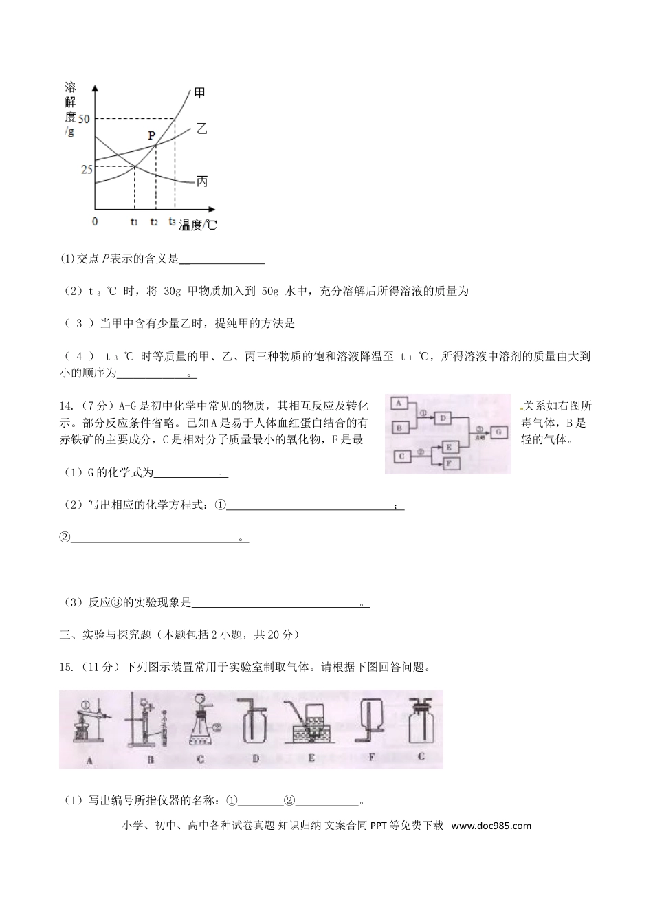 【中考历年真题】甘肃省武威市、白银市、定西市、平凉市、酒泉市、临夏州2016年中考理综（化学部分）真.doc