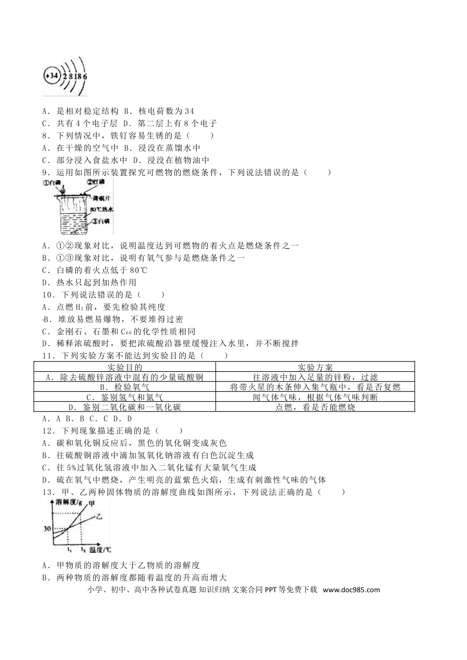 【中考历年真题】福建省漳州市2016年中考化学真题试题（含解析）.doc