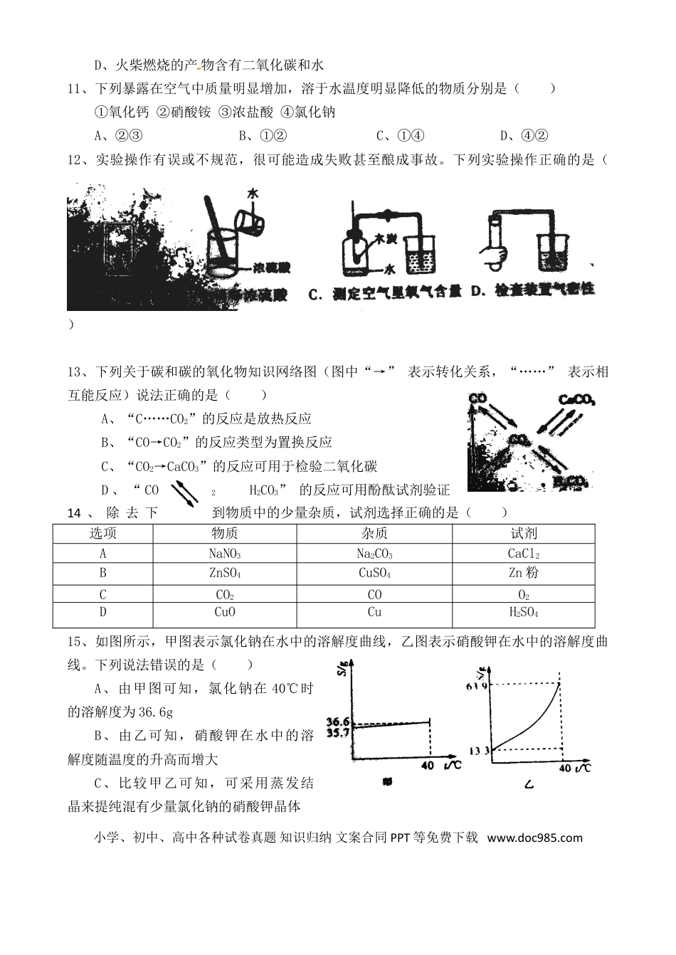 【中考历年真题】四川省眉山市2015年中考化学真题试题（含答案）.doc
