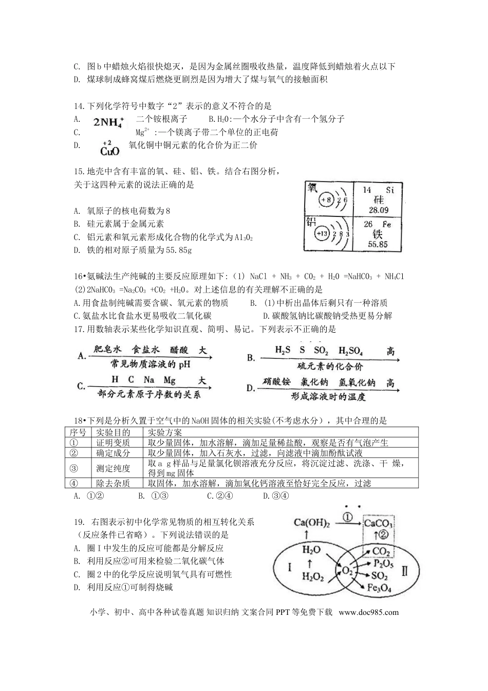 【中考历年真题】山东省泰安市2015年中考化学真题试题（含答案）.doc