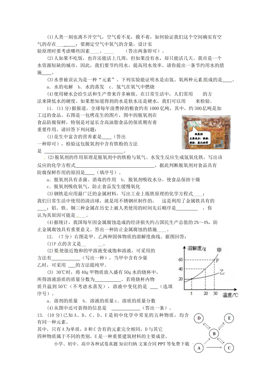 【中考历年真题】山东省东营市2015年中考化学真题试题（含扫描答案）.doc