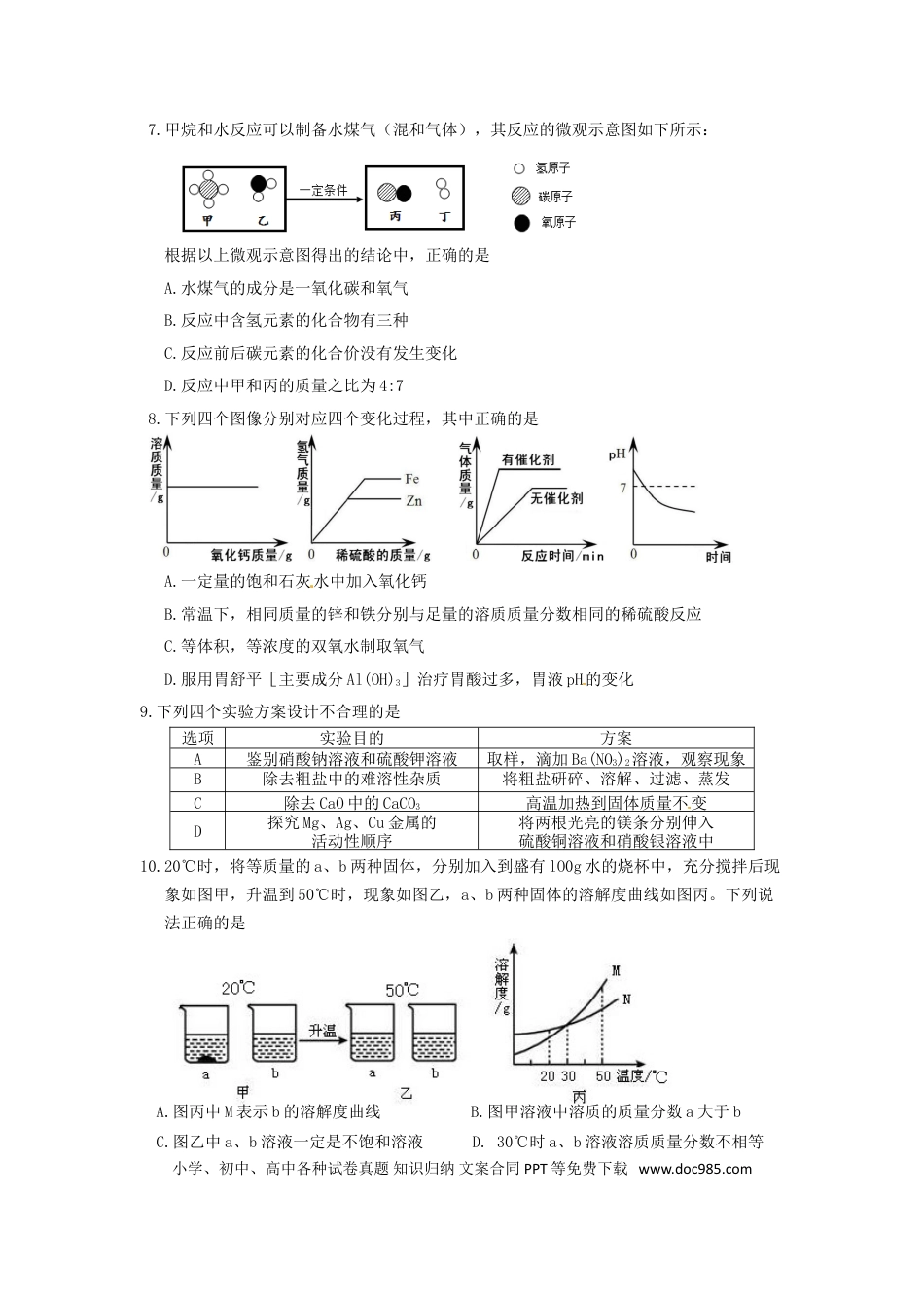 【中考历年真题】内蒙古呼和浩特市2015年中考化学真题试题（含答案）.doc