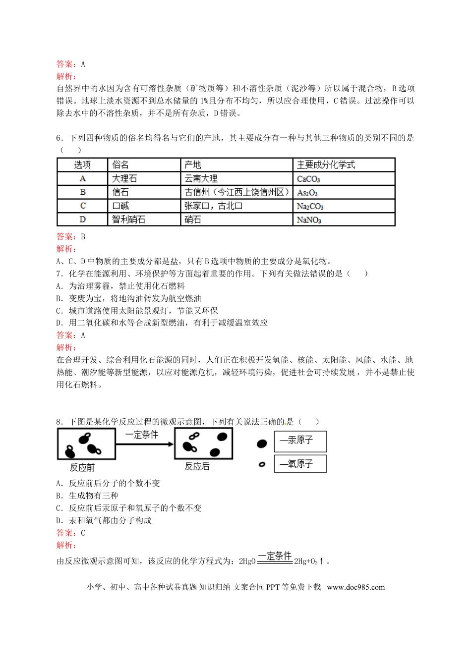 【中考历年真题】江西省2015年中考化学真题试题（含解析）.doc