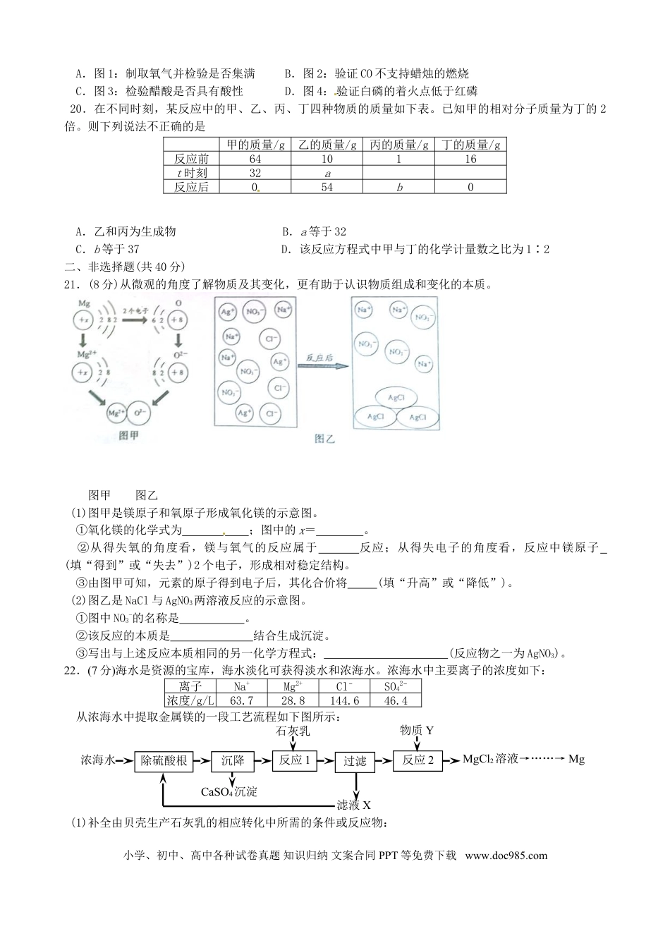 【中考历年真题】江苏省南通市2015年中考化学真题试题（含扫描答案）.doc