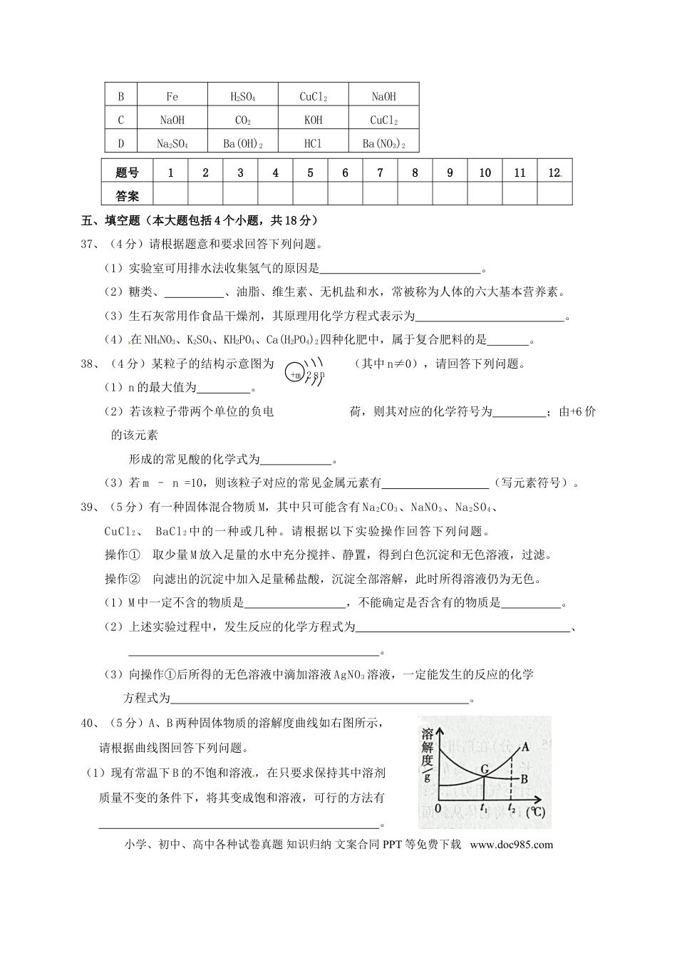 【中考历年真题】湖北省荆州市2015年中考化学真题试题（含答案）.doc