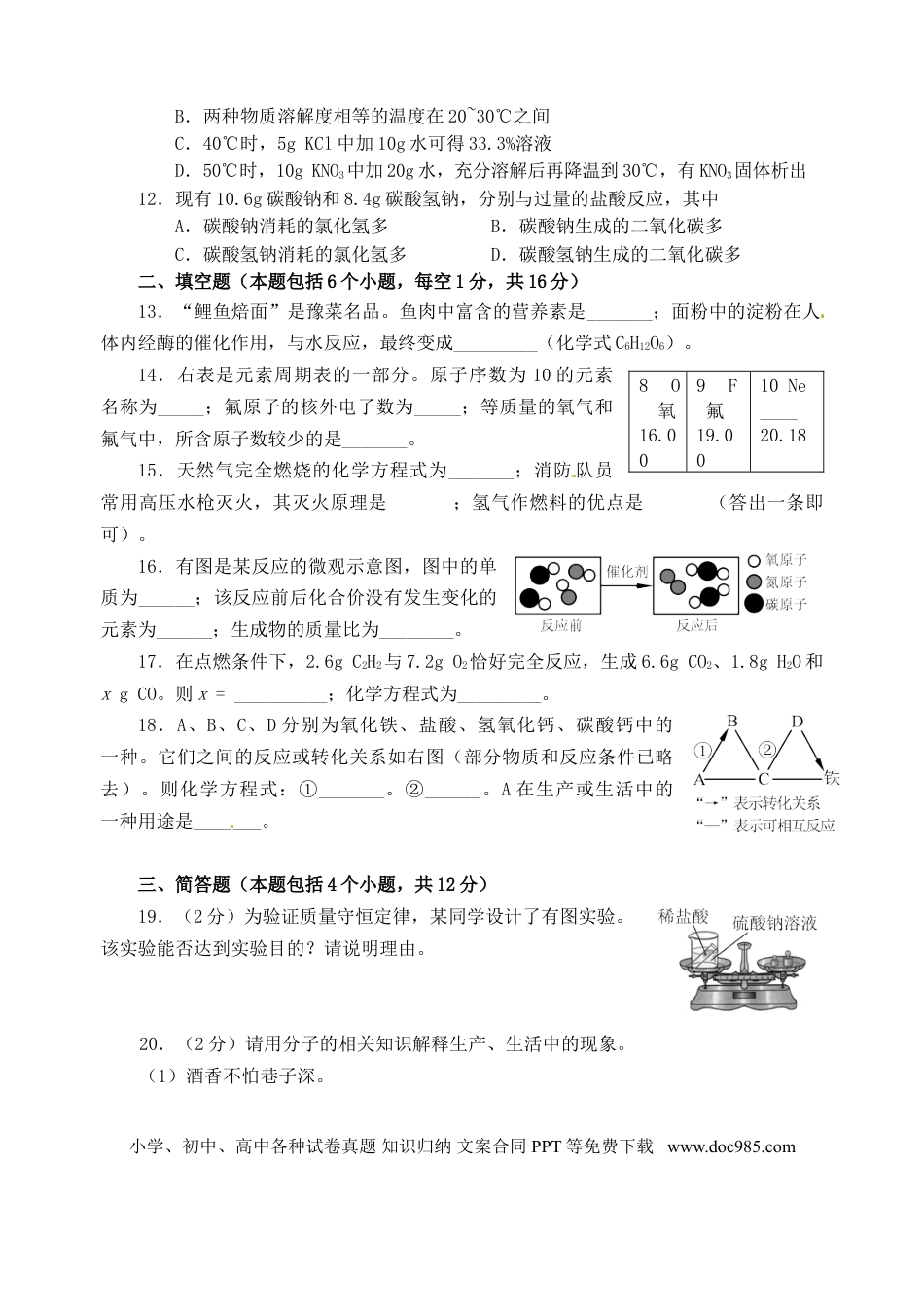【中考历年真题】河南省2015年中考化学真题试题（含答案）.doc