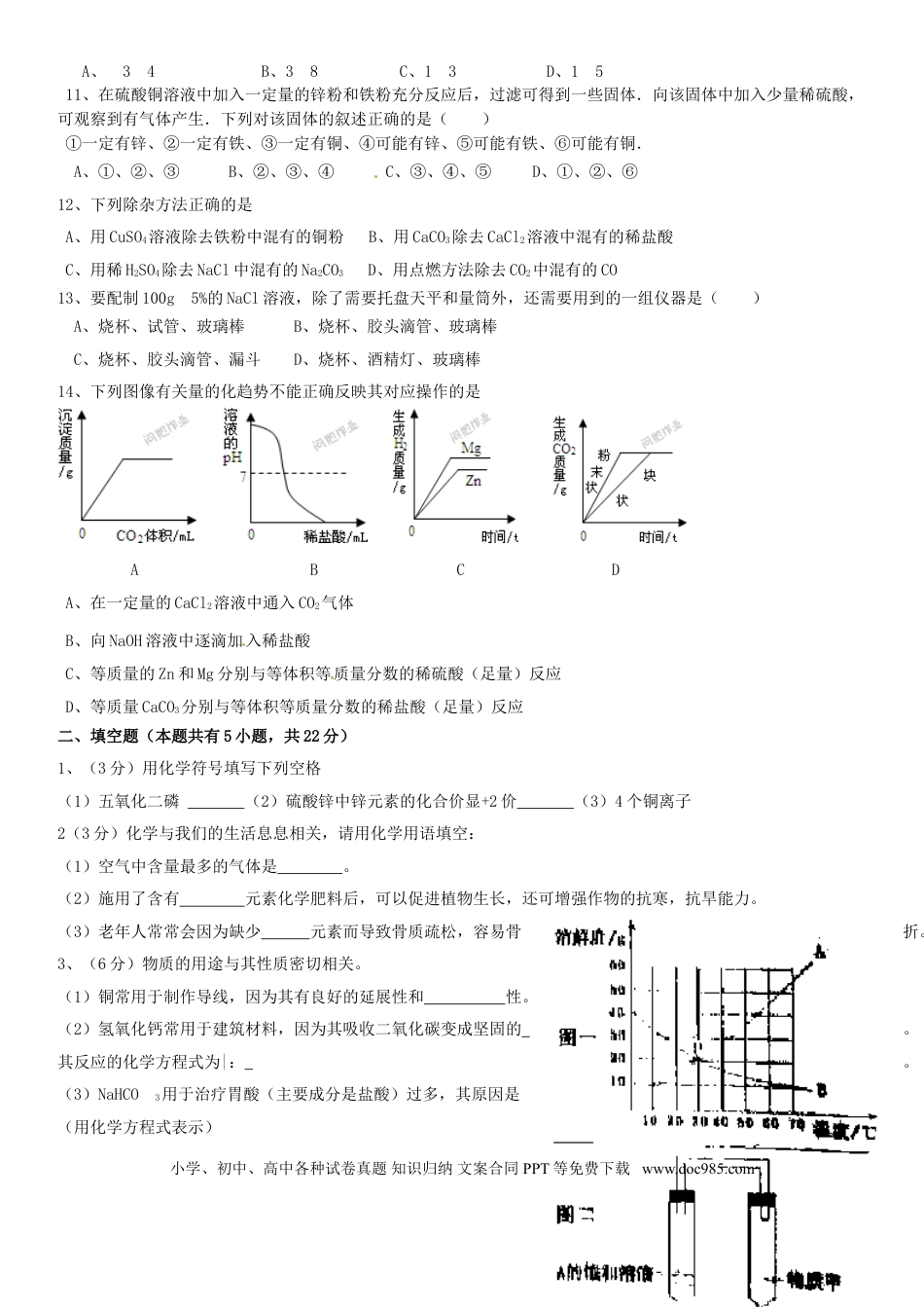 【中考历年真题】广东省揭阳市2015年中考化学真题试题（含答案）.doc