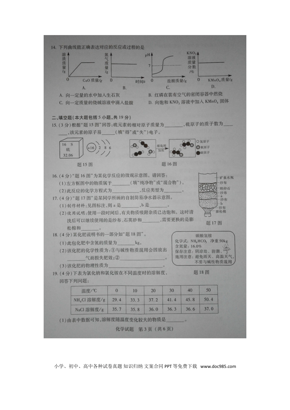 【中考历年真题】广东省2015年中考化学真题试题（扫描版，含答案）.doc