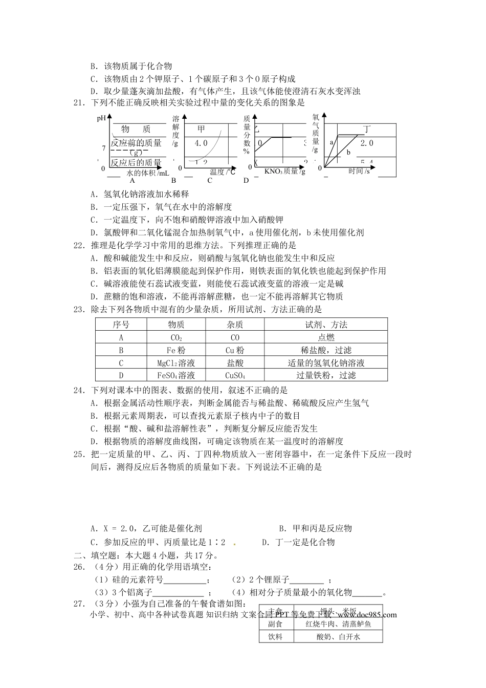 【中考历年真题】甘肃省兰州市2015年中考化学真题试题（含答案）.doc
