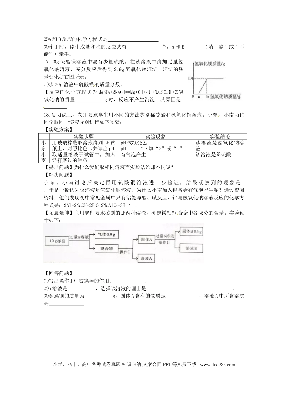 【中考历年真题】福建省漳州市2015年中考化学真题试题（含答案）.doc