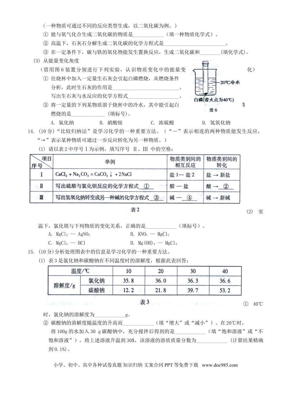 【中考历年真题】福建省福州市2015年中考化学真题试题（含答案）.doc