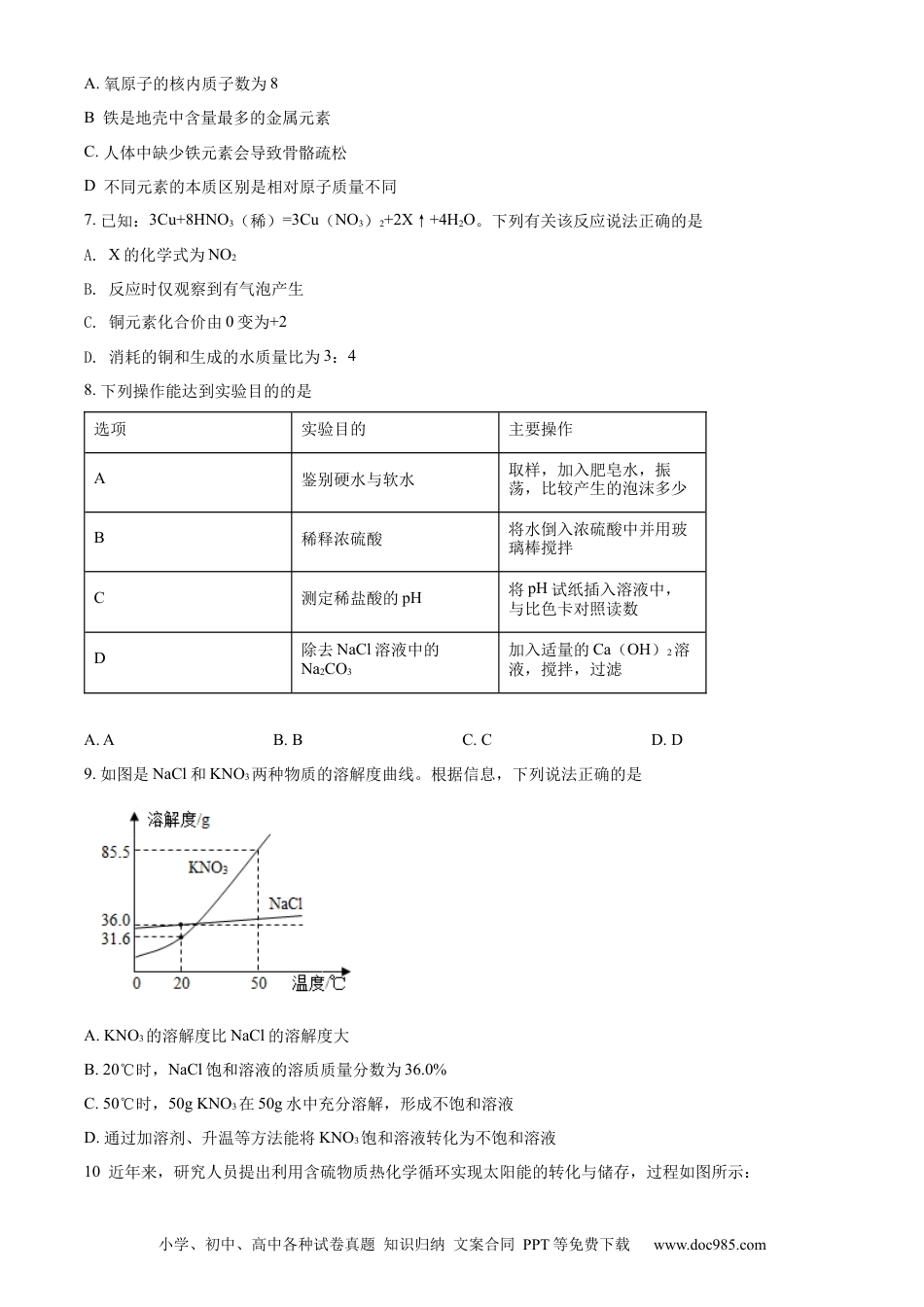 【中考历年真题】精品解析：江苏省淮安市2021年中考化学试题（原卷版）.docx