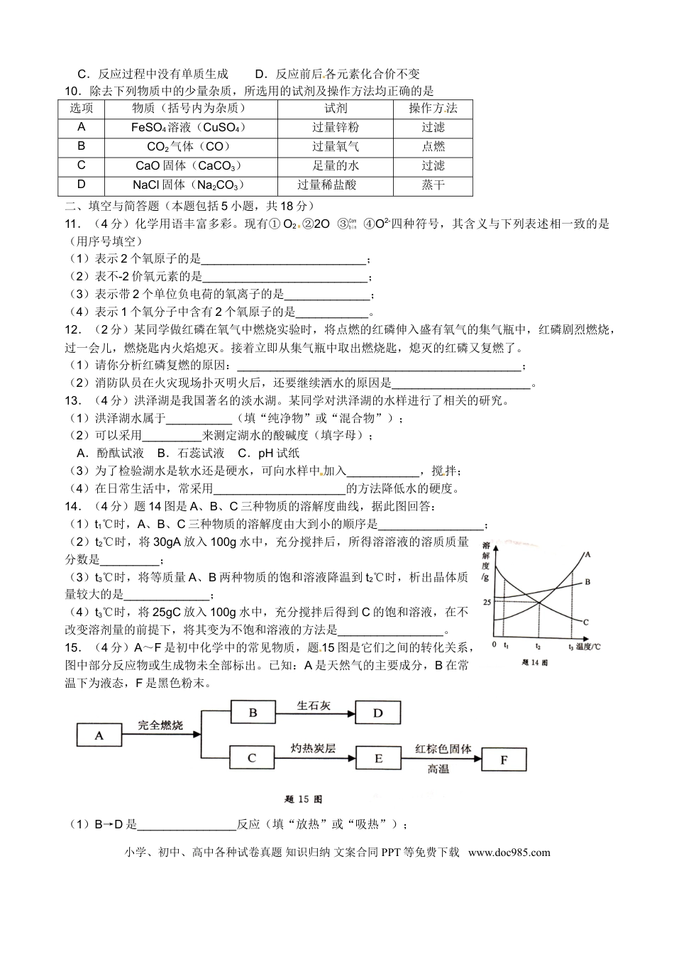 【中考历年真题】2013年江苏淮安化学试卷+答案（word整理版）.doc