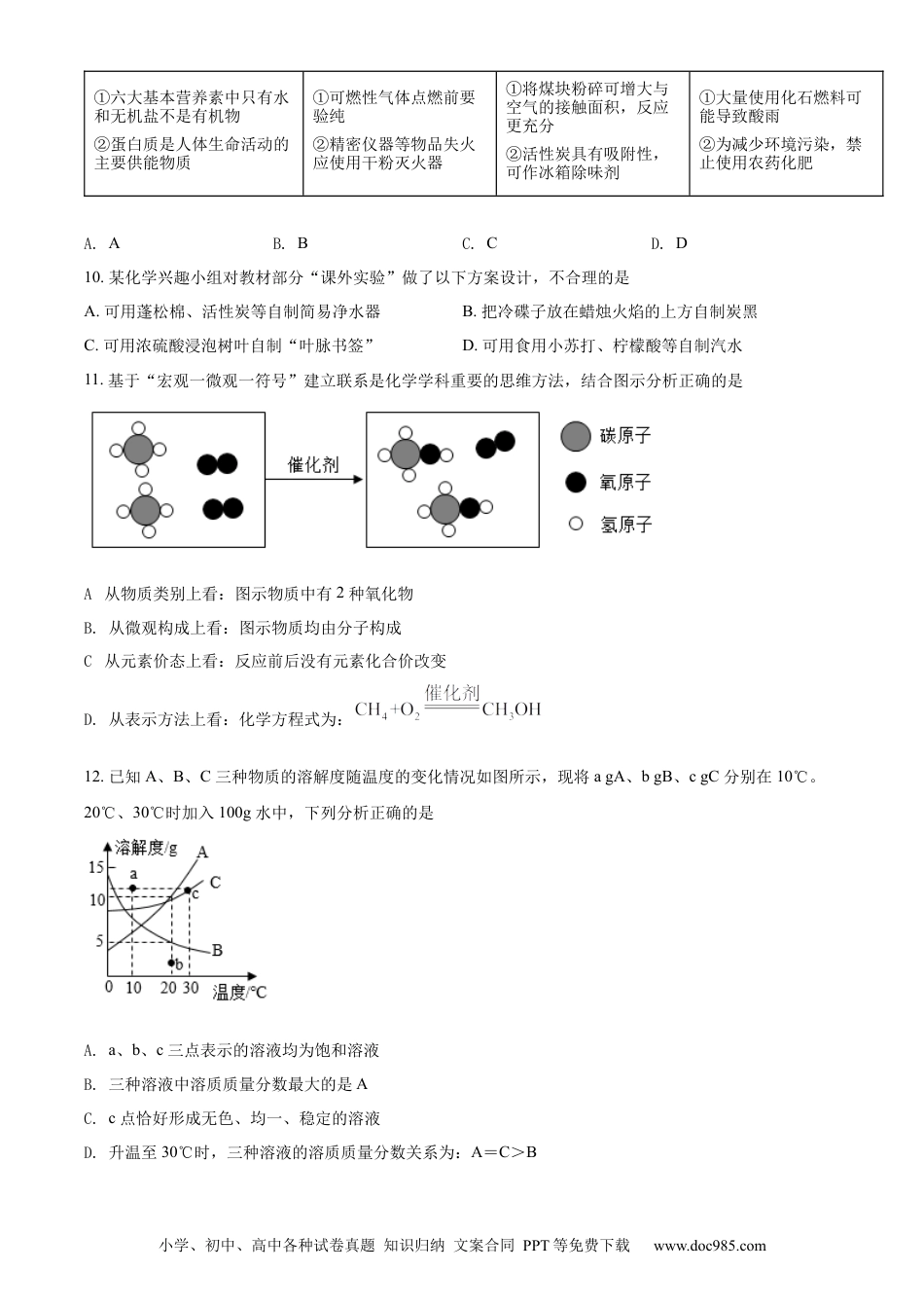 【中考历年真题】精品解析：2022年湖南省岳阳市中考化学真题（原卷版）.docx