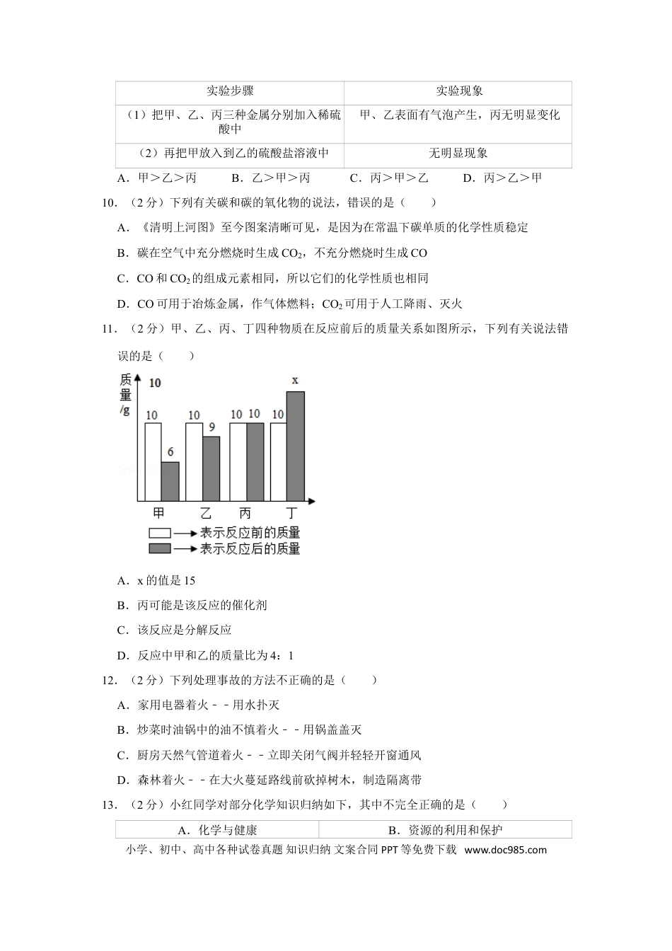 【中考历年真题】2017年湖南省娄底市中考化学试卷（学生版）  学霸冲冲冲shop348121278.taobao.com.doc