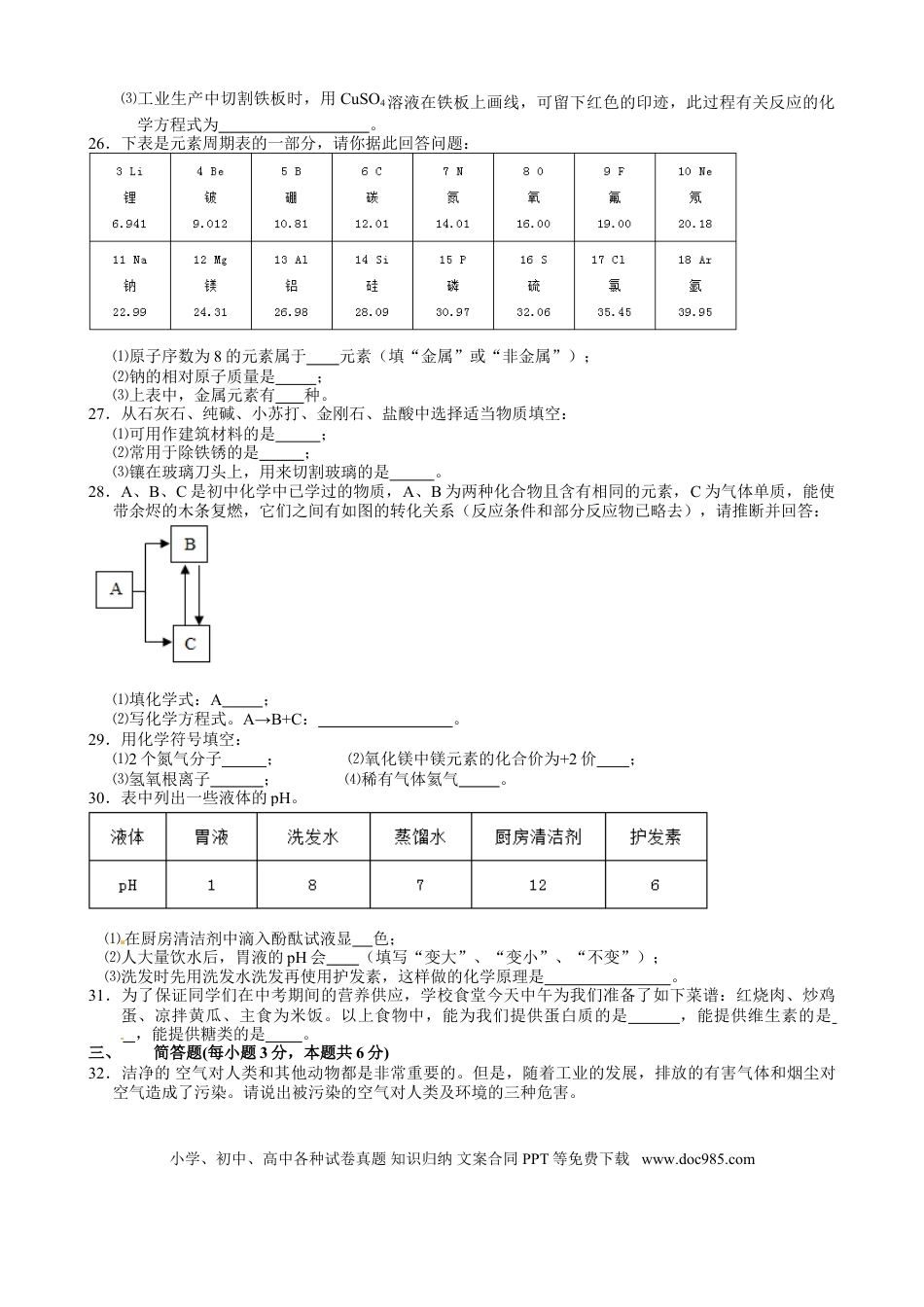 【中考历年真题】2012年湖南常德中考化学试题及答案.doc