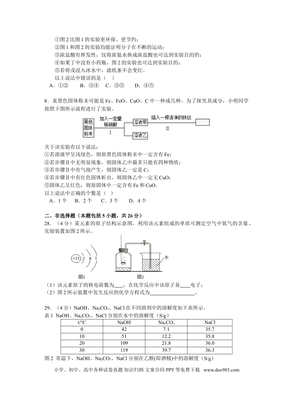 【中考历年真题】2015年武汉市中考化学试卷及答案.doc