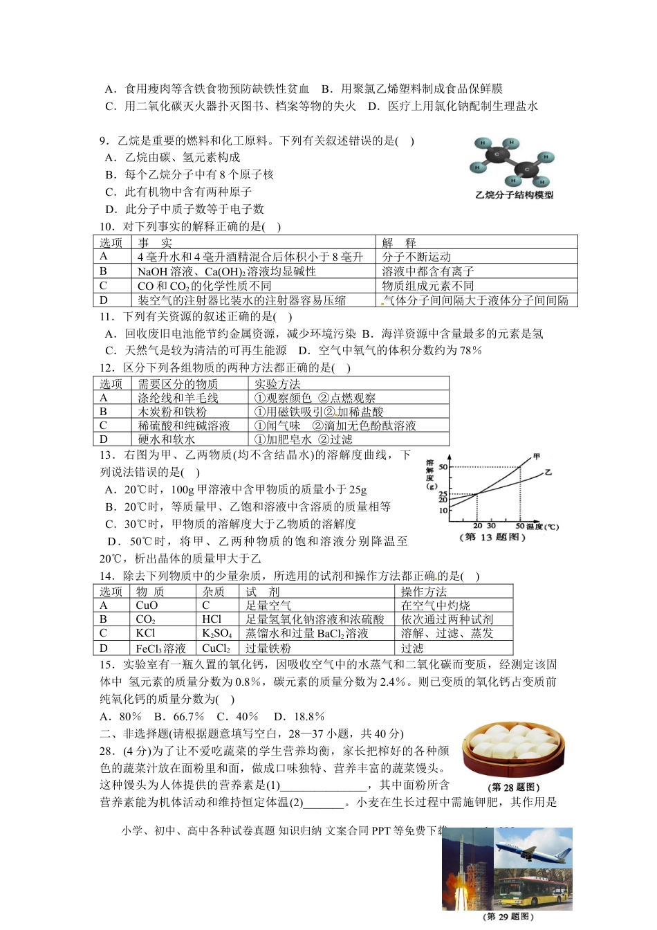 【中考历年真题】2014年哈尔滨市中考化学试题及答案.doc