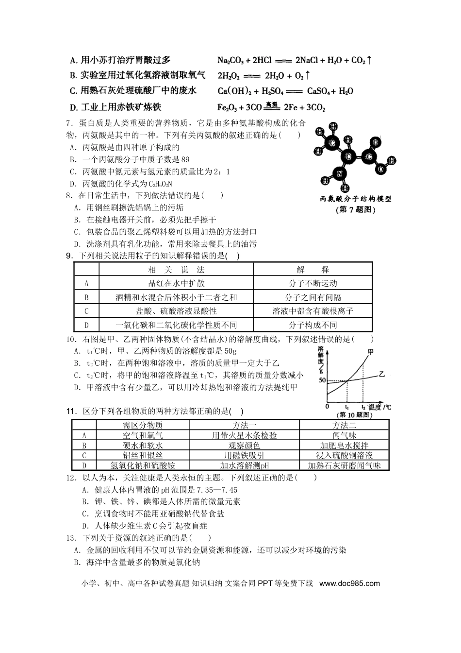 【中考历年真题】2011年哈尔滨市中考化学试题及答案.doc