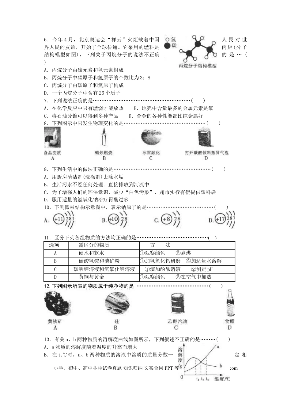 【中考历年真题】2008年哈尔滨市中考化学试题及答案.doc