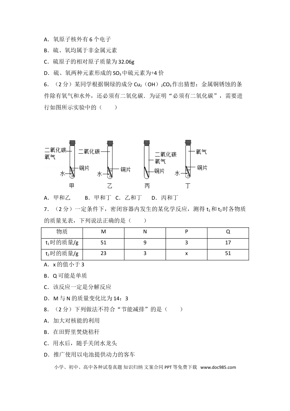 【中考历年真题】2017河北省中考化学试题及答案.doc