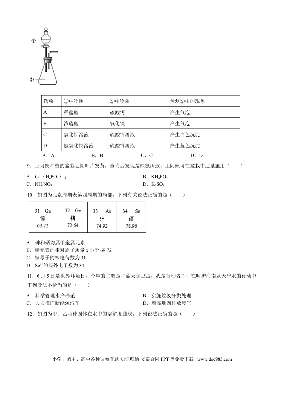 【中考历年真题】2019年海南中考化学试题及答案.doc