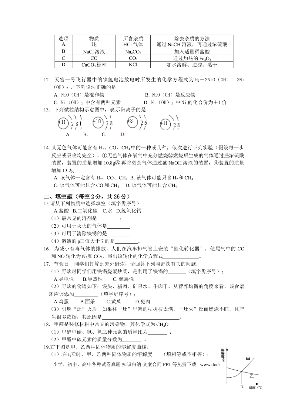【中考历年真题】2013年海南中考化学试题及答案.doc