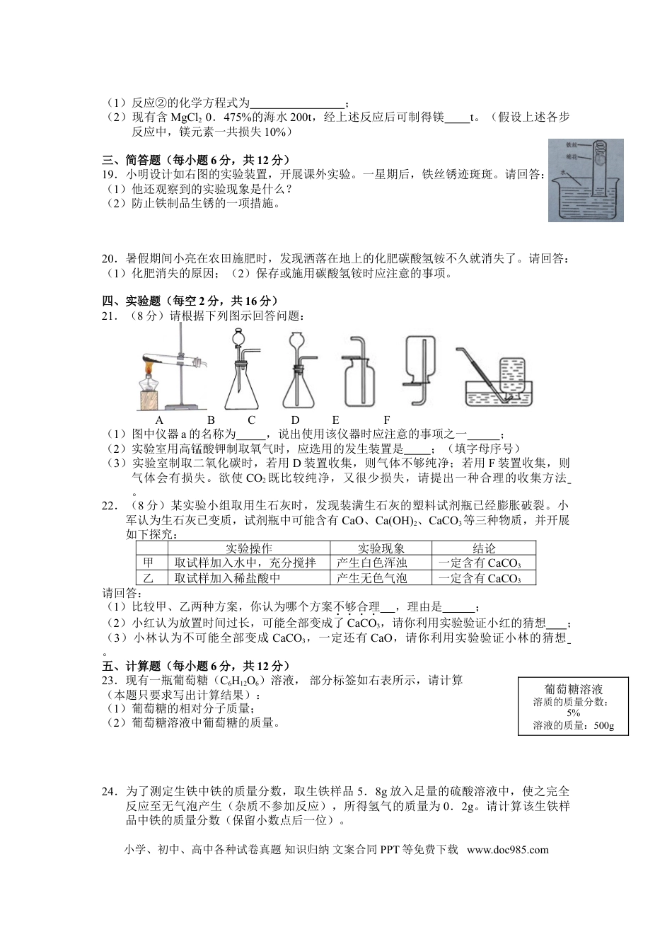 【中考历年真题】2012年海南中考化学试题及答案.doc