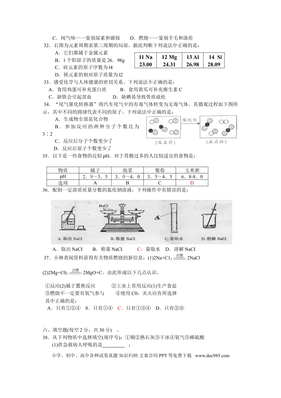 【中考历年真题】2010年海南中考化学试题及答案.doc