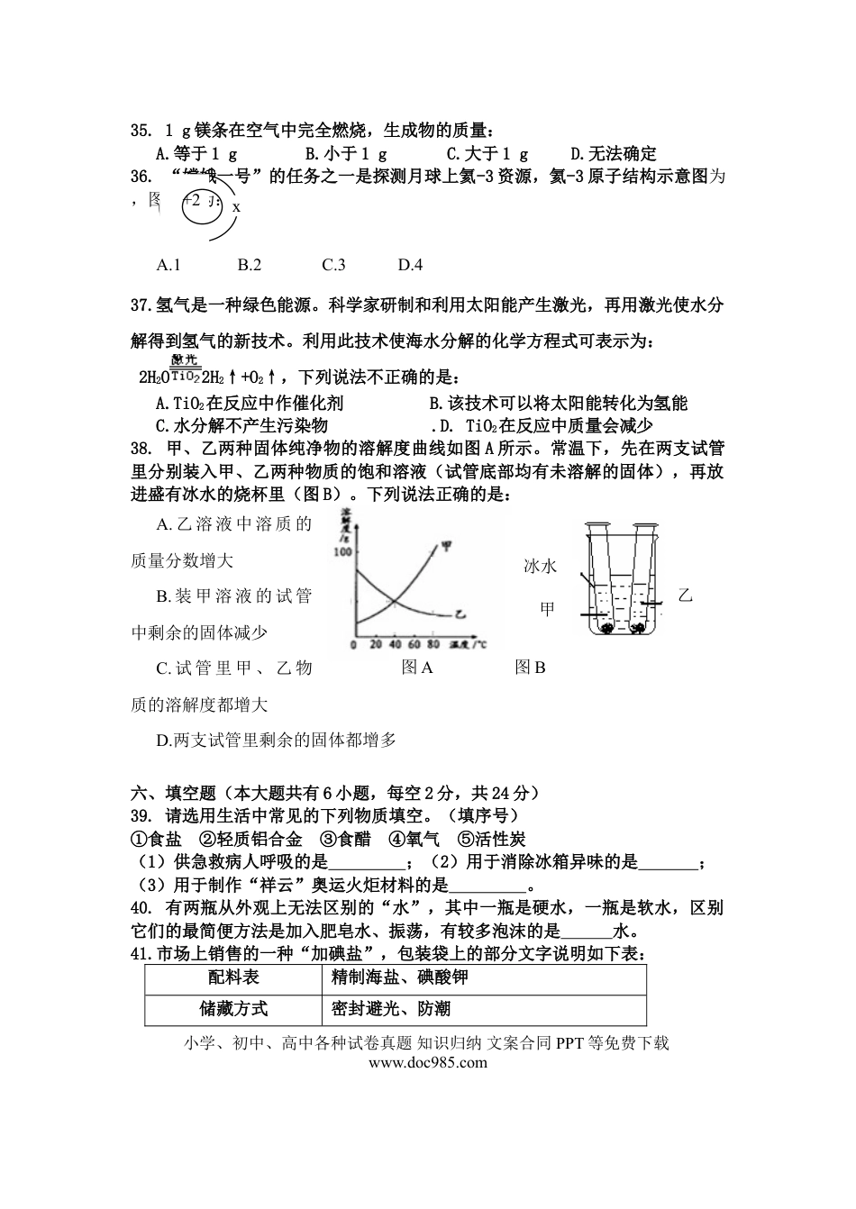 【中考历年真题】2008年海南中考化学试题及答案.doc