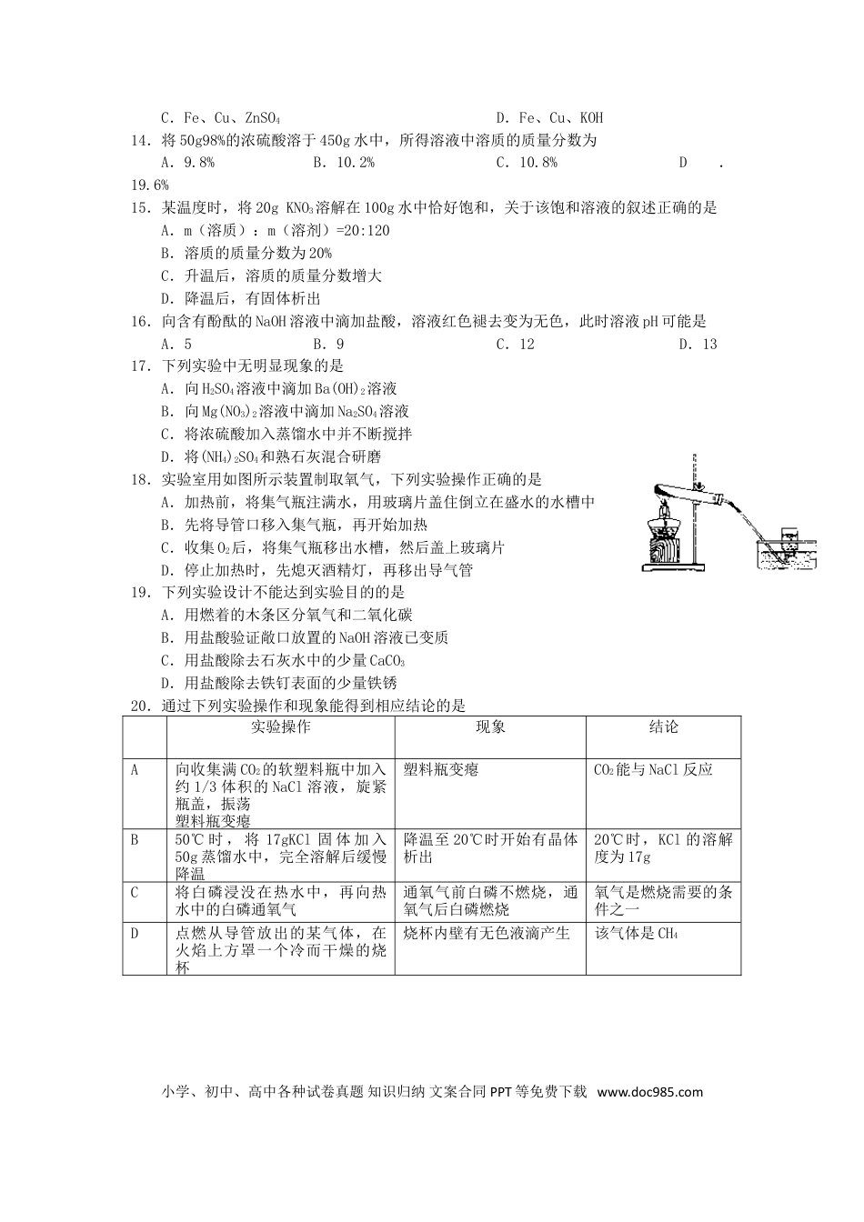 【中考历年真题】2014年广东省广州市中考化学试卷及答案.doc