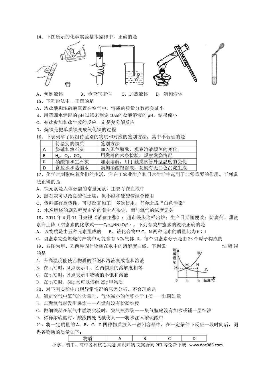 【中考历年真题】2011年甘肃省兰州市中考化学试卷(含答案).doc