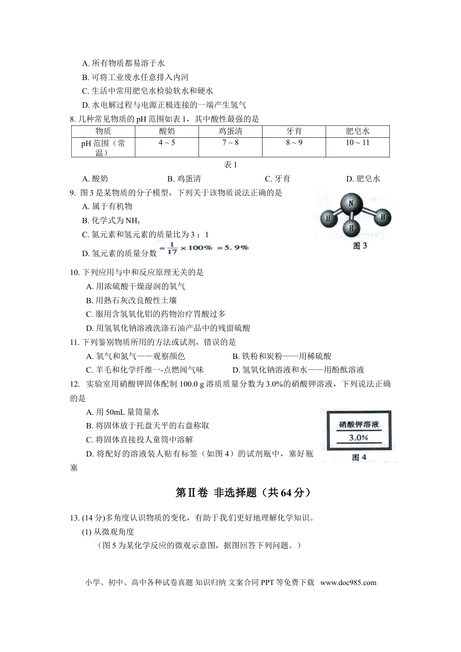 【中考历年真题】2015年福建省福州市中考化学试题(含答案).doc