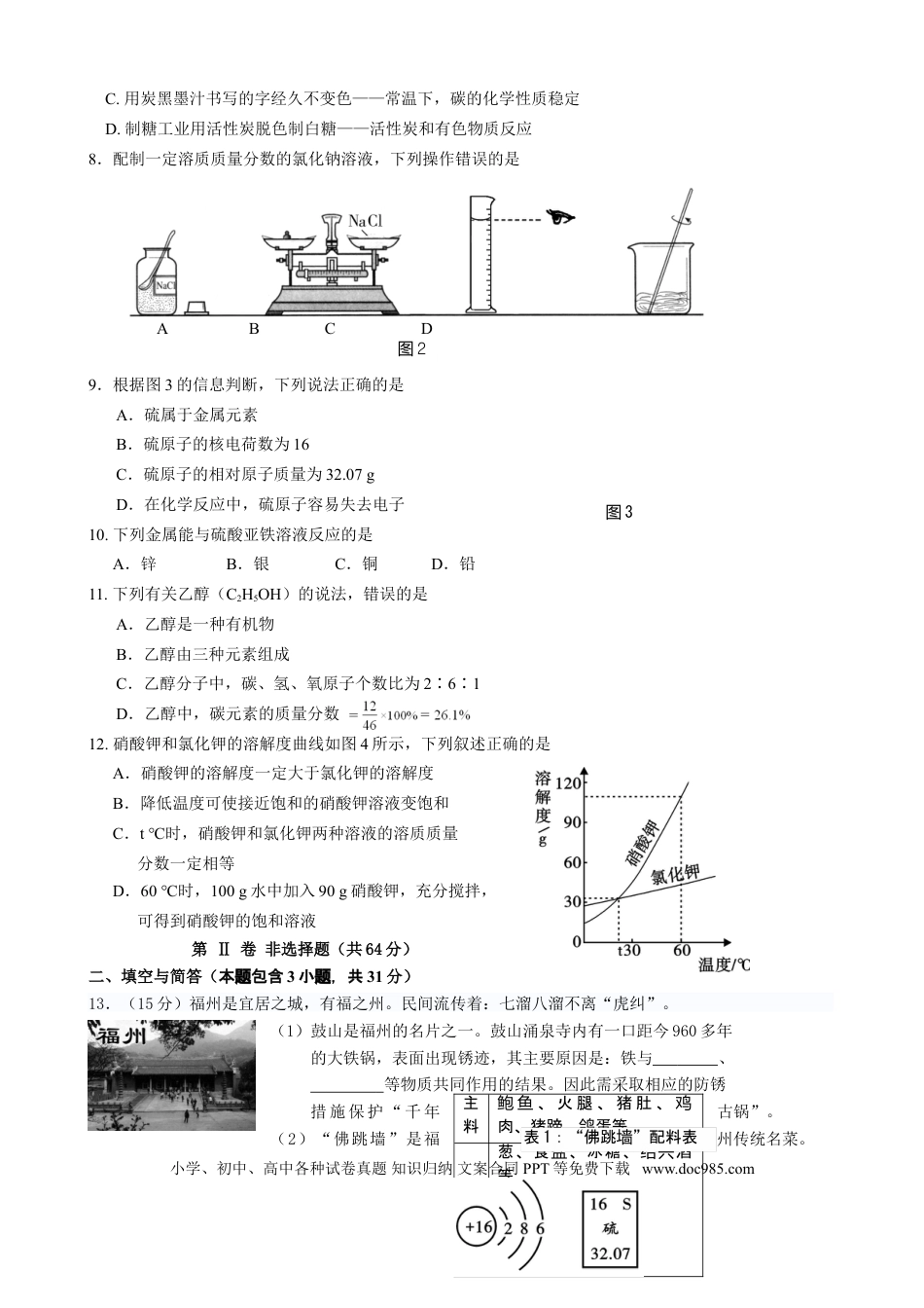 【中考历年真题】2012年福建省福州市中考化学试题(含答案).doc