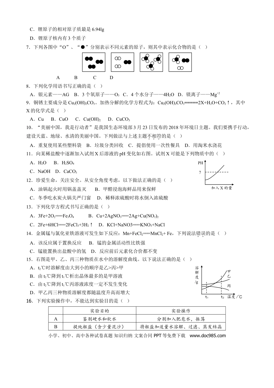 【中考历年真题】2018年德州市中考化学试卷及答案.doc