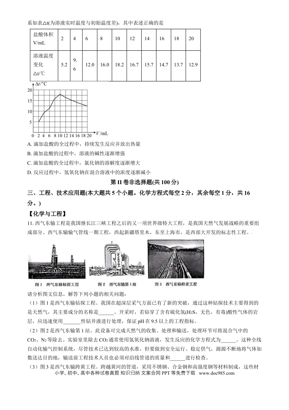 【中考历年真题】精品解析：2024年山西省中考化学真题（原卷版）.docx