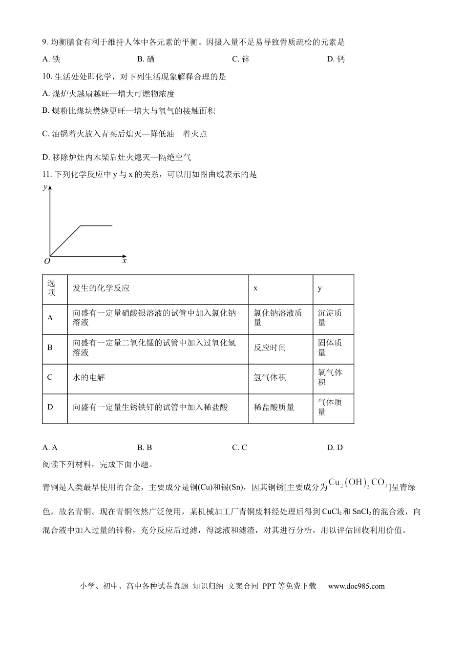 【中考历年真题】精品解析：2024年山东省枣庄市中考化学真题（原卷版）.docx