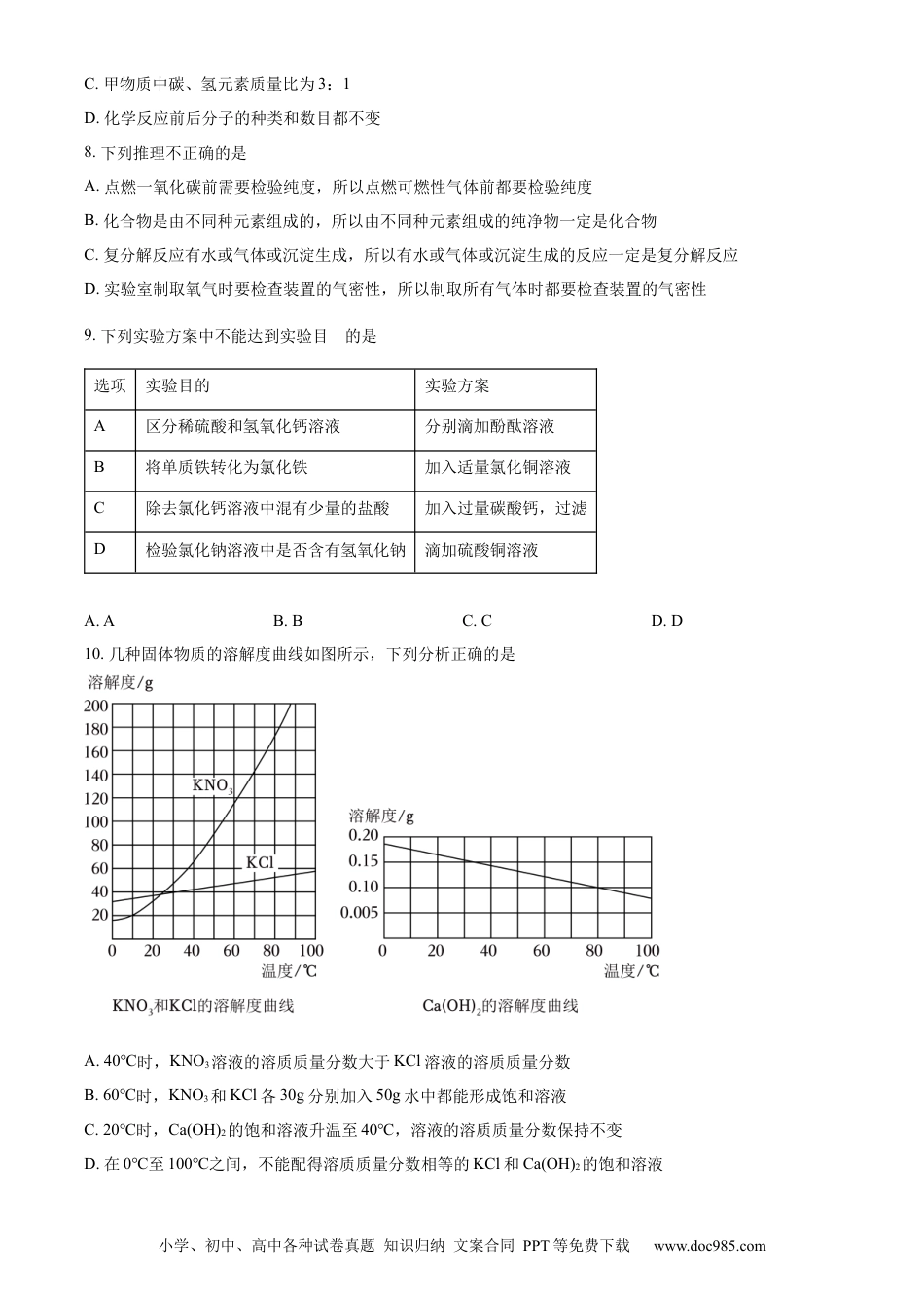 【中考历年真题】精品解析：2024年宁夏中考化学真题（原卷版）.docx