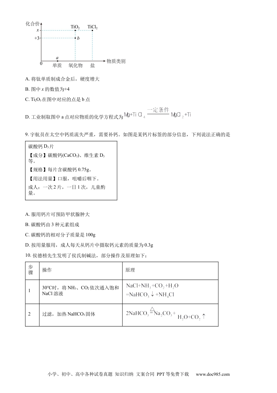 【中考历年真题】精品解析：2024年吉林省长春市中考化学真题（原卷版） (1).docx