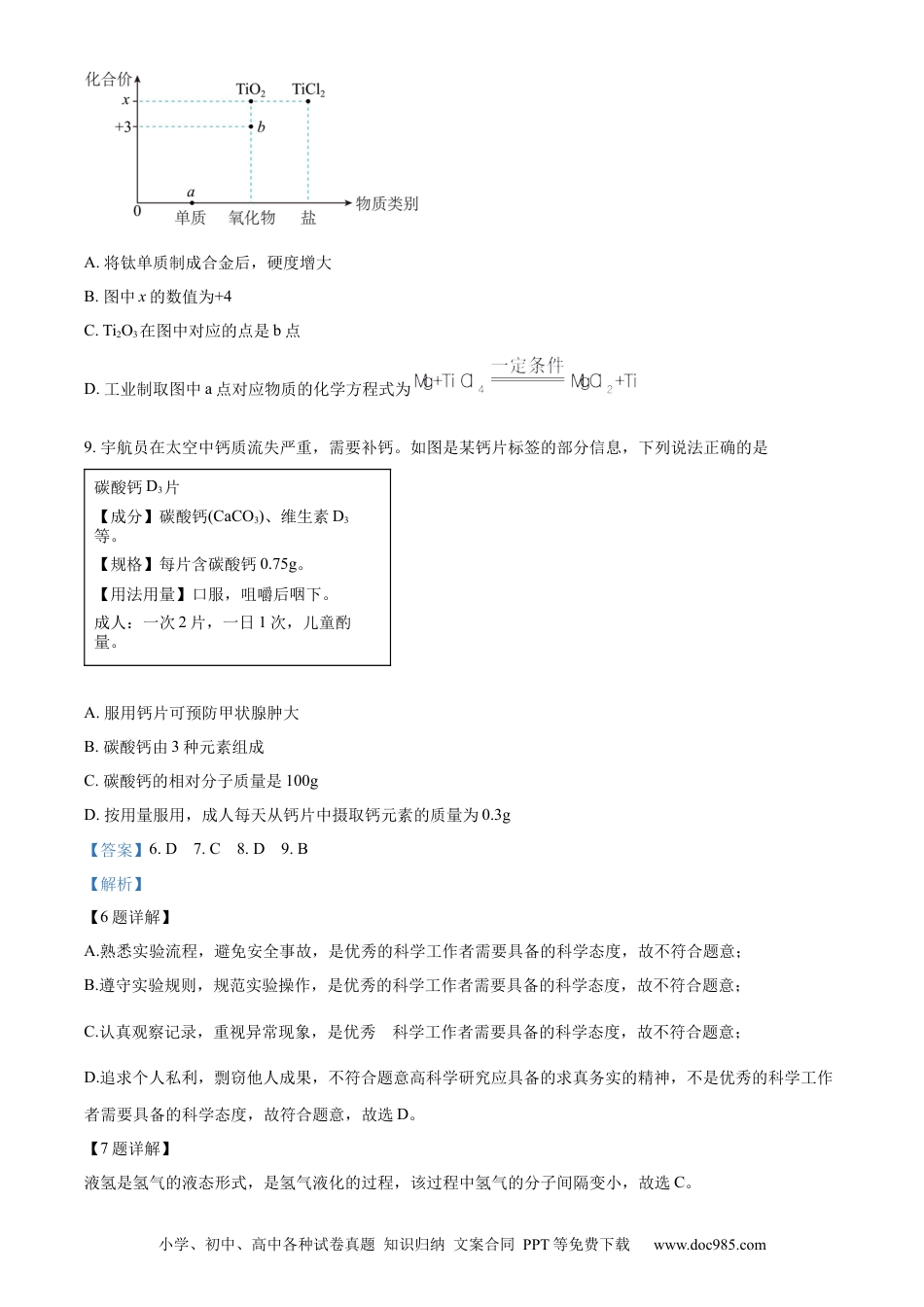 【中考历年真题】精品解析：2024年吉林省长春市中考化学真题（解析版） (1).docx
