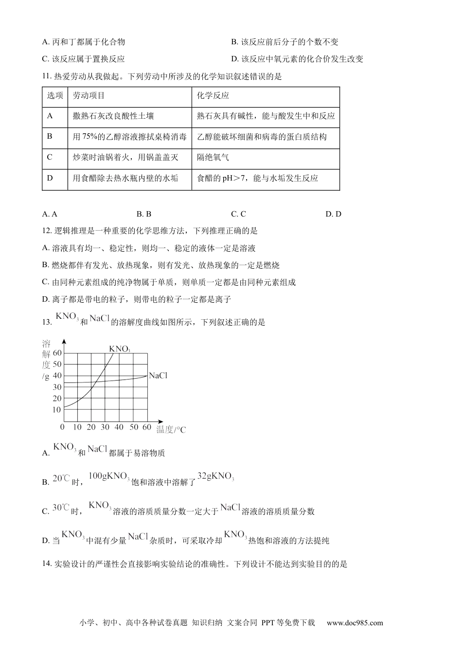 【中考历年真题】精品解析：2023年山东省烟台市中考化学真题（原卷版）.docx