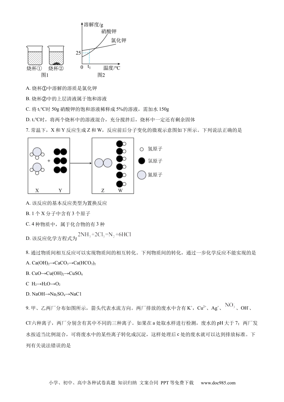 【中考历年真题】精品解析：2023年山东省济宁市中考化学真题（原卷版）.docx