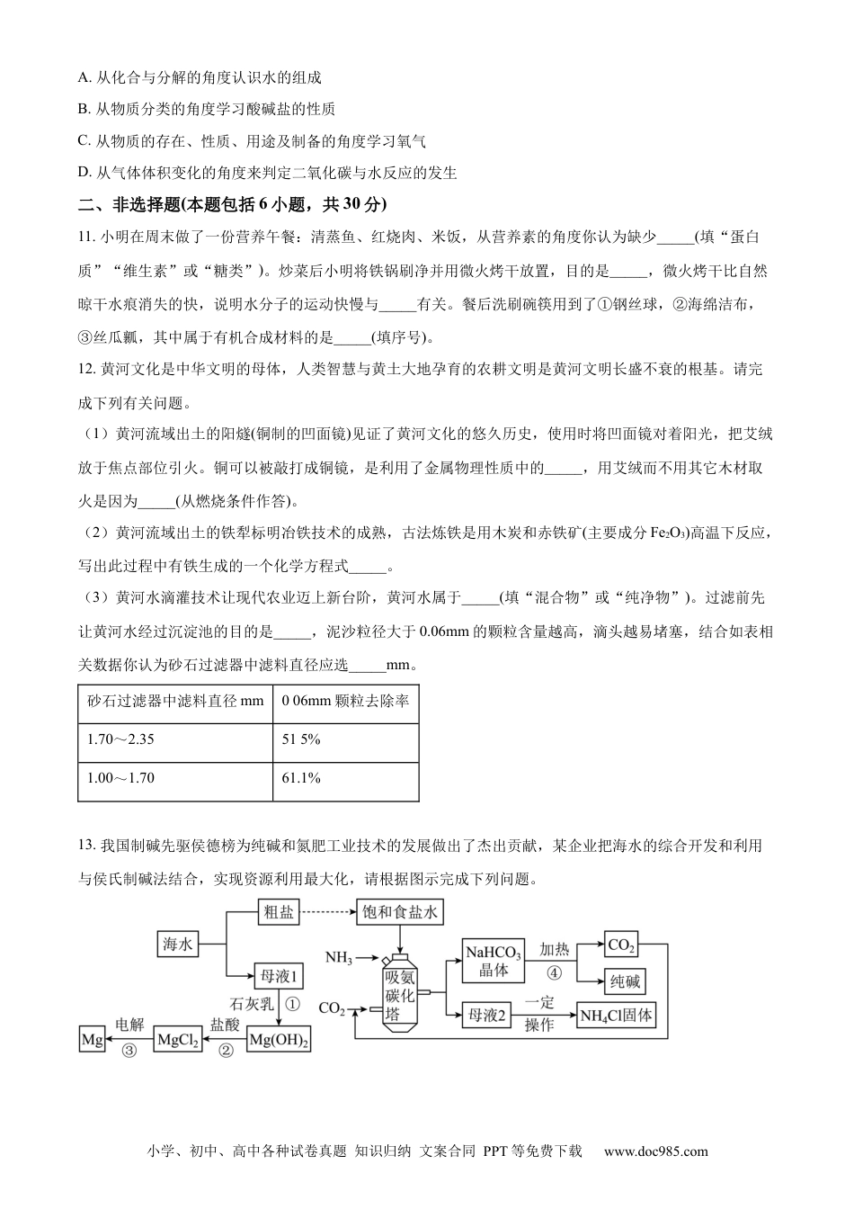 【中考历年真题】精品解析：2023年山东省菏泽市中考化学真题（原卷版）.docx