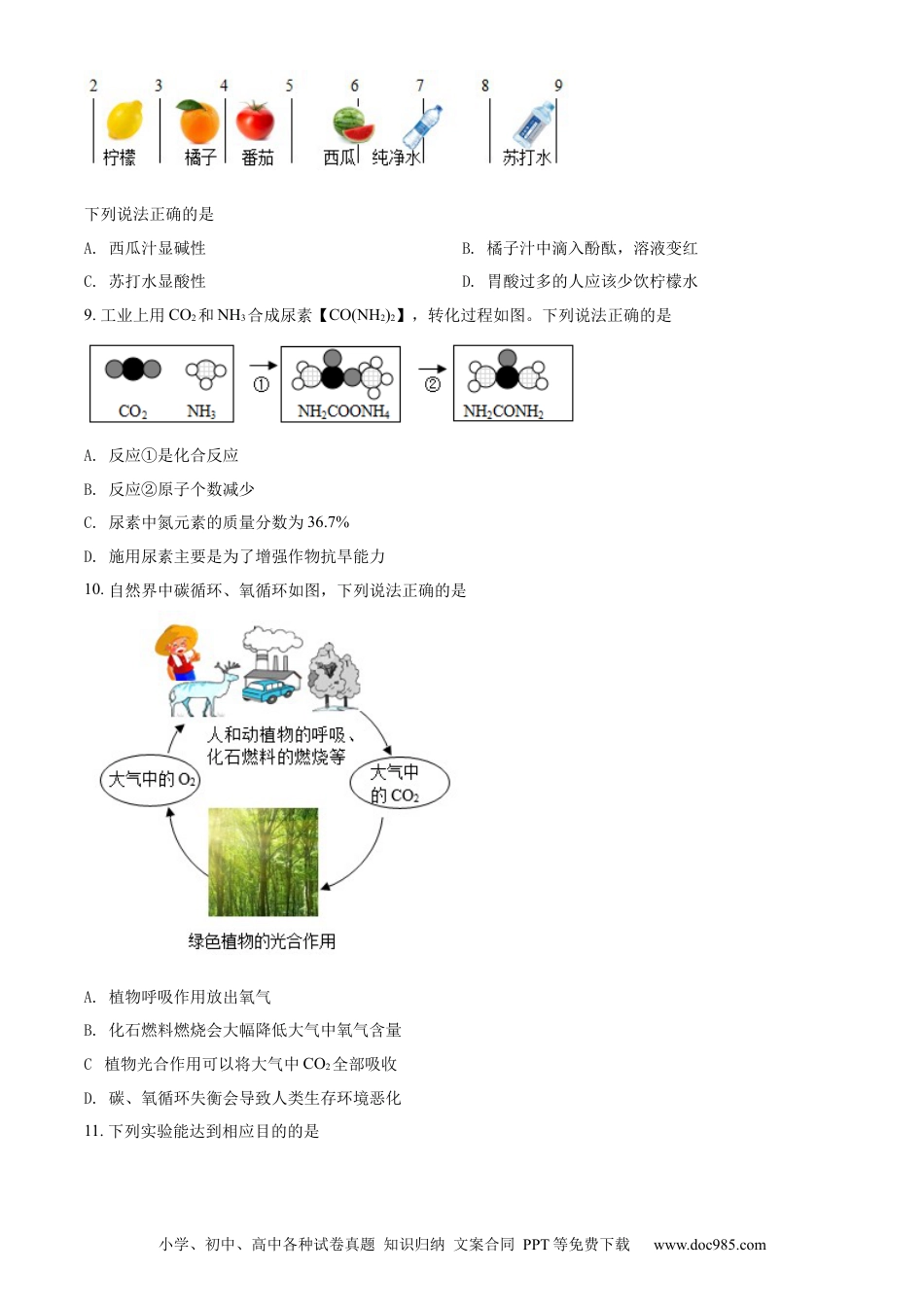 【中考历年真题】精品解析：2022年四川省成都市中考化学真题（原卷版）.docx