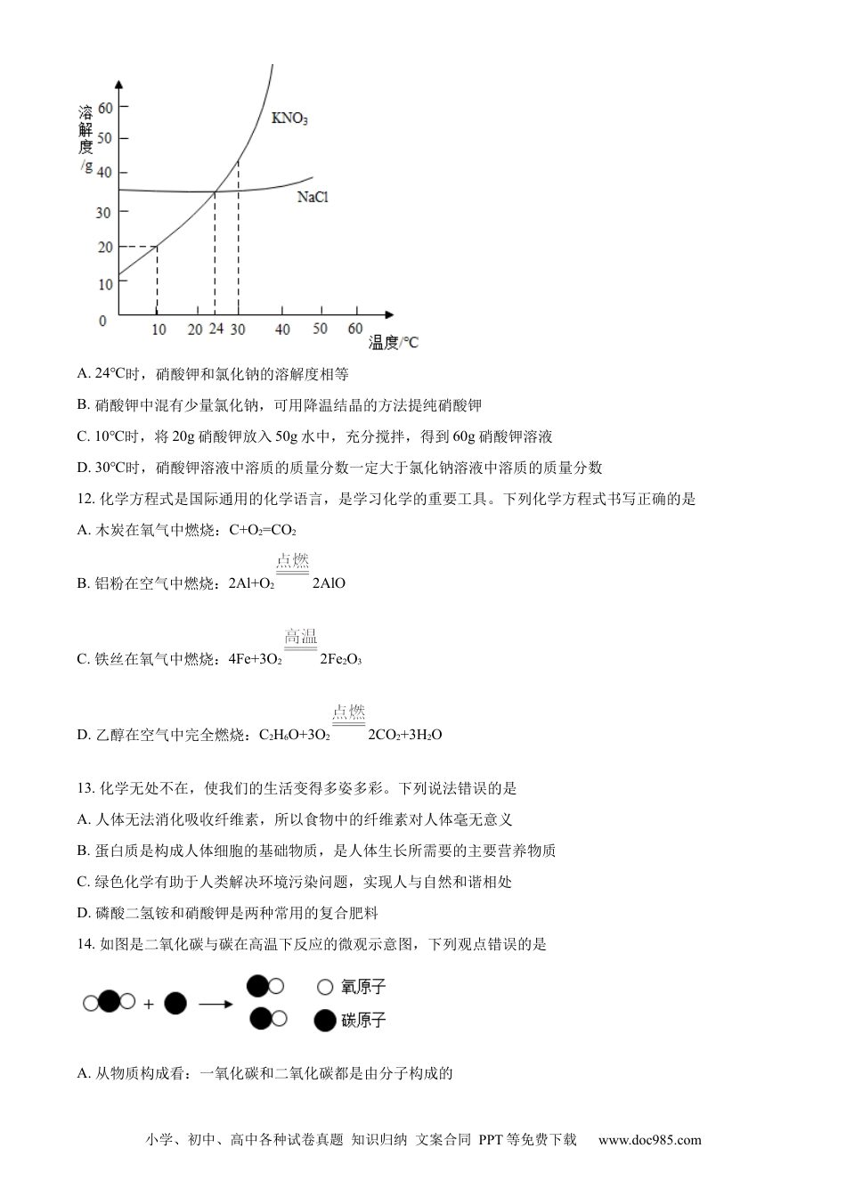 【中考历年真题】精品解析：2022年山东省淄博市中考化学真题 （原卷版）.docx