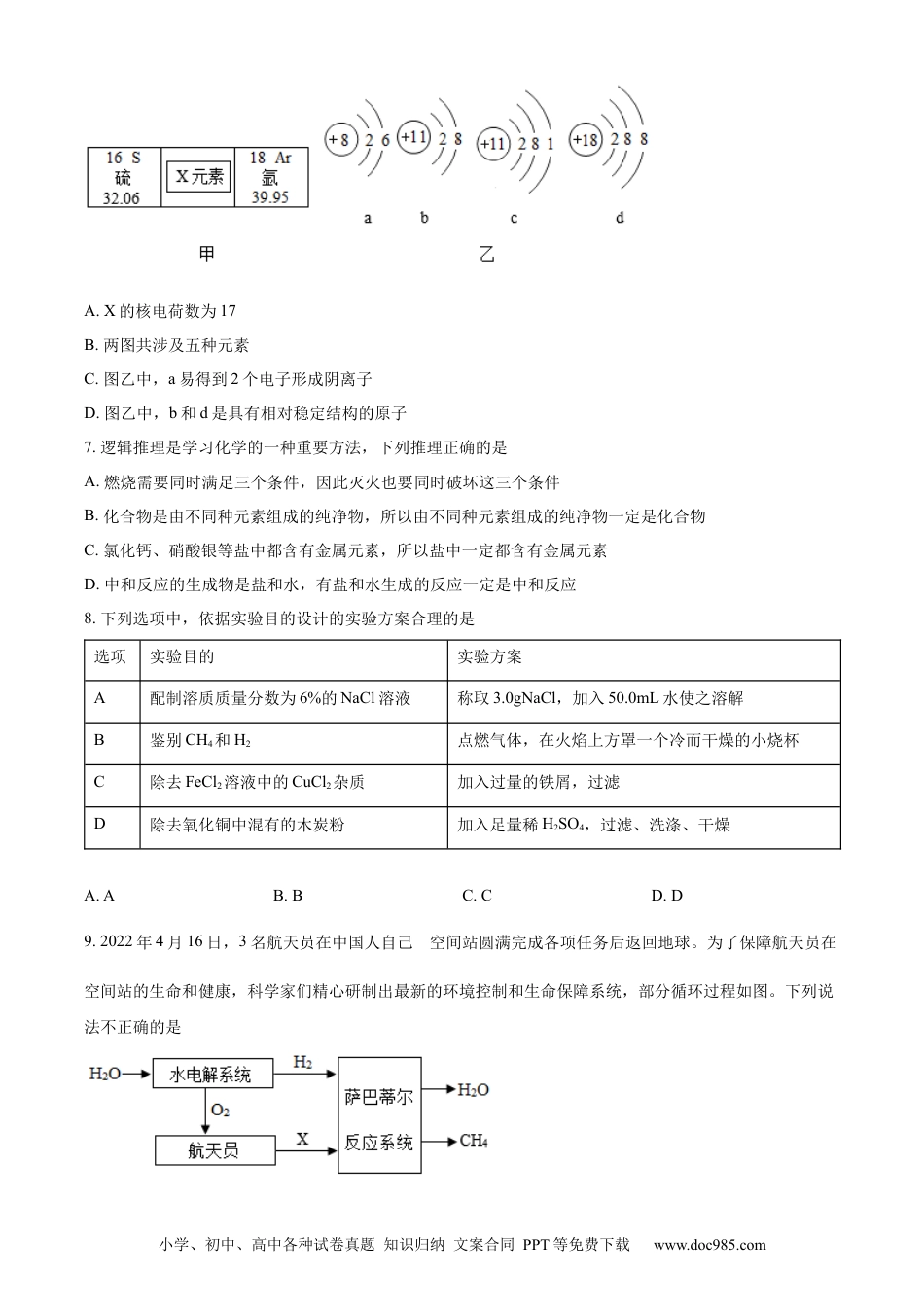 【中考历年真题】精品解析：2022年内蒙古呼和浩特市中考化学真题（原卷版）.docx