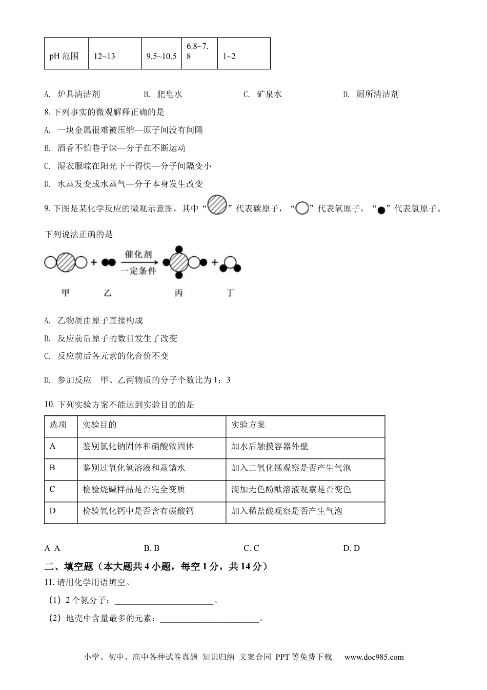 【中考历年真题】精品解析：2022年辽宁省锦州市中考化学真题（原卷版）.docx