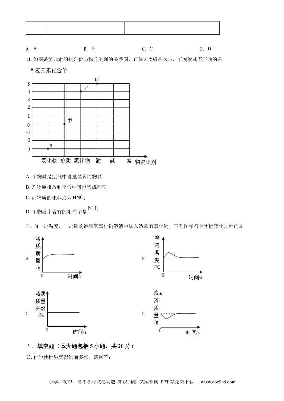 【中考历年真题】精品解析：2022年湖北省荆州市中考化学真题（原卷版）.docx